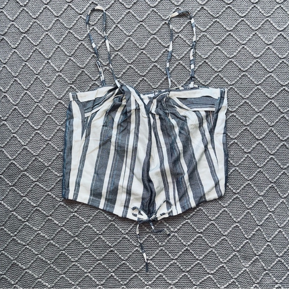 O'Neill Cream and Gray Striped Crop Camisole Large L Tank Top